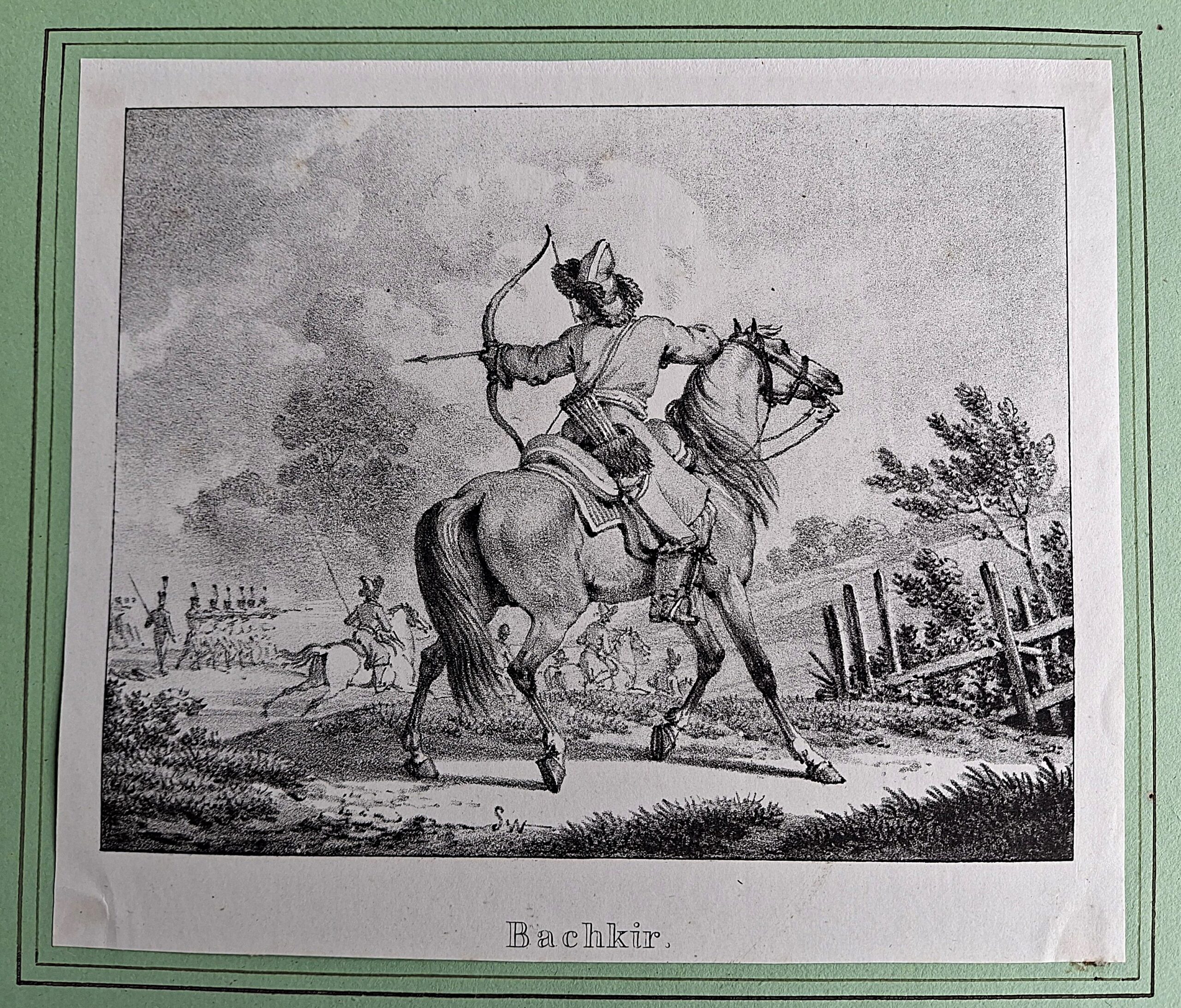 Litografia originale “Bachkir” – cavalleria leggera delle guerre napoleoniche, ambito Carle Vernet (c.a. 1820)