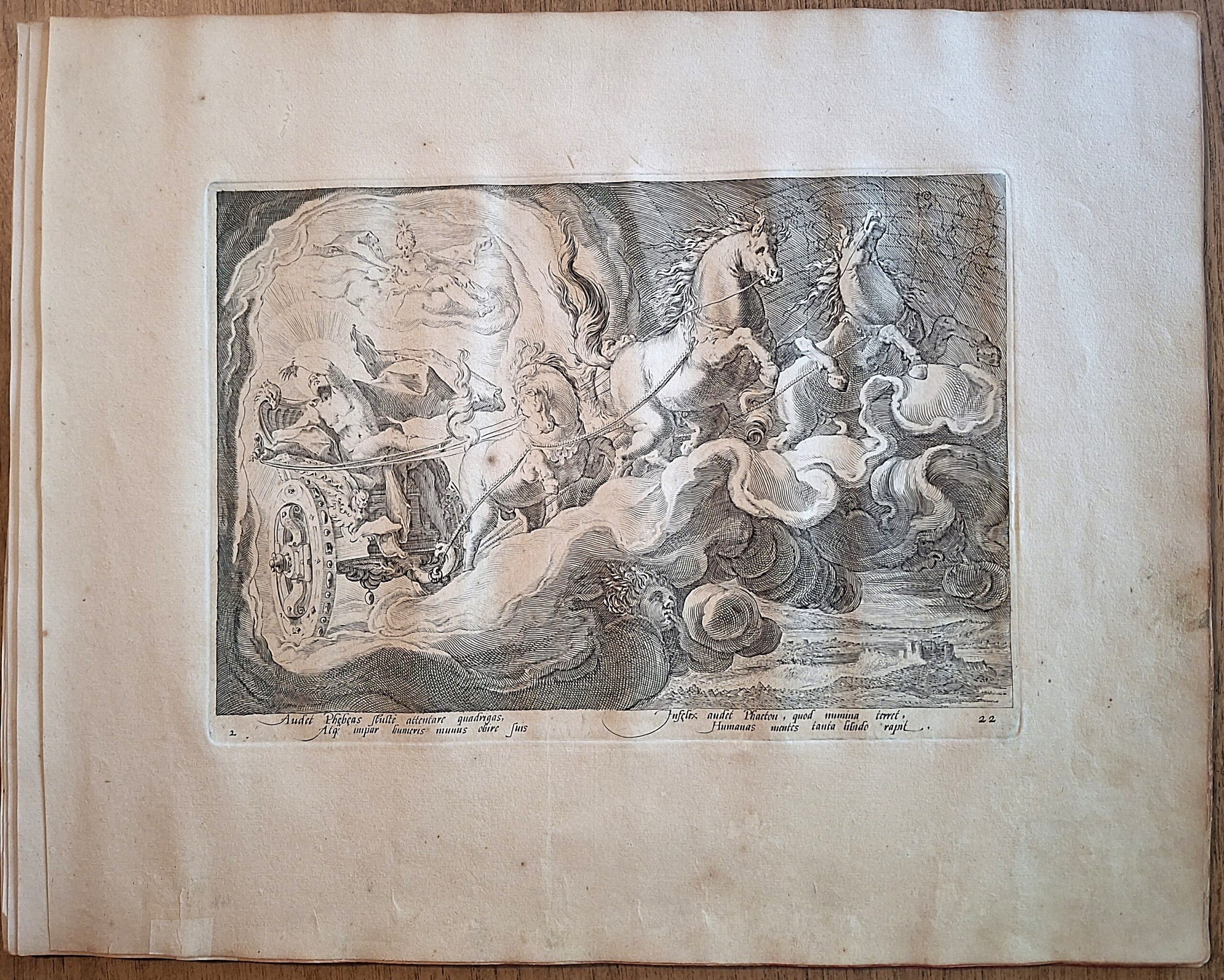 La caduta di Fetonte e il carro del Sole da Metamorfosi di Ovidio, Tavola 22, Anno 1615