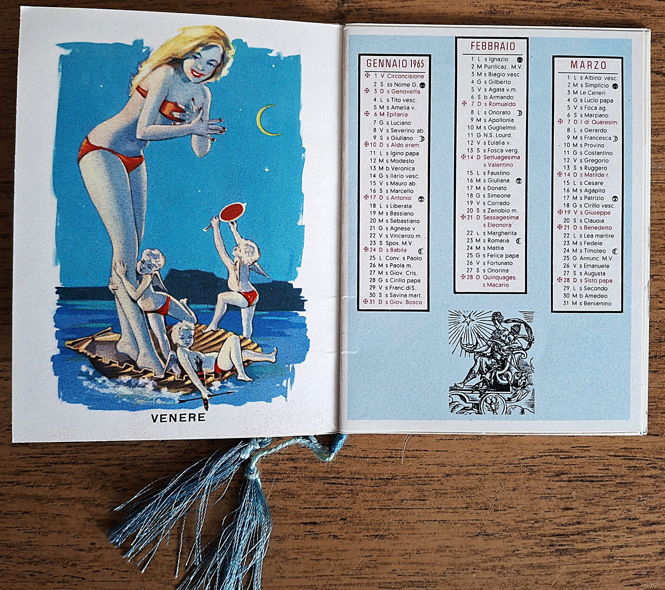 Calendarietto da barbiere I Pianeti – illustrazioni di Bonazzi, 1965 - immagine 2