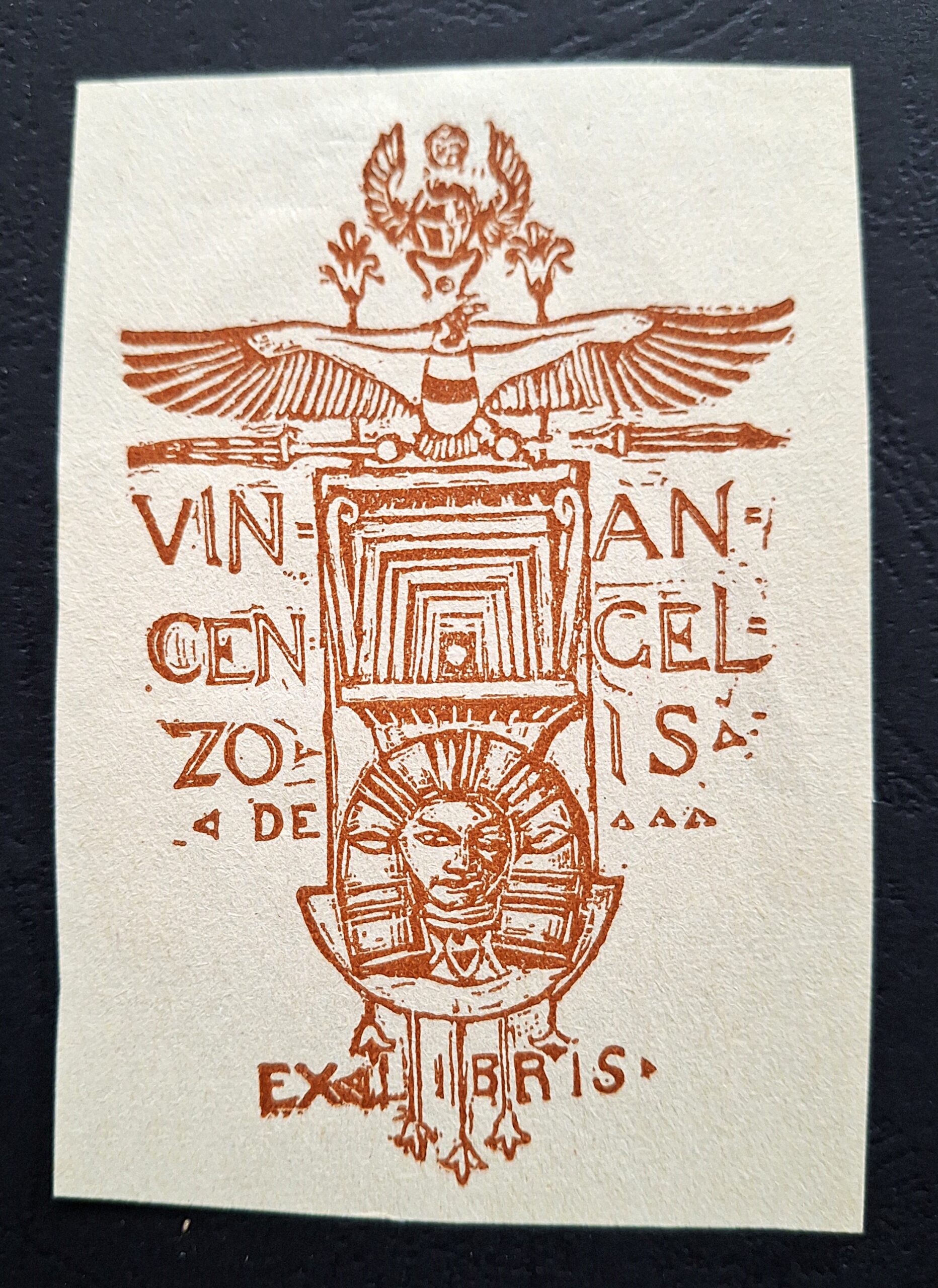Ex libris Vincenzo De Angelis, Carlo Servolini, Italia, ante 1948