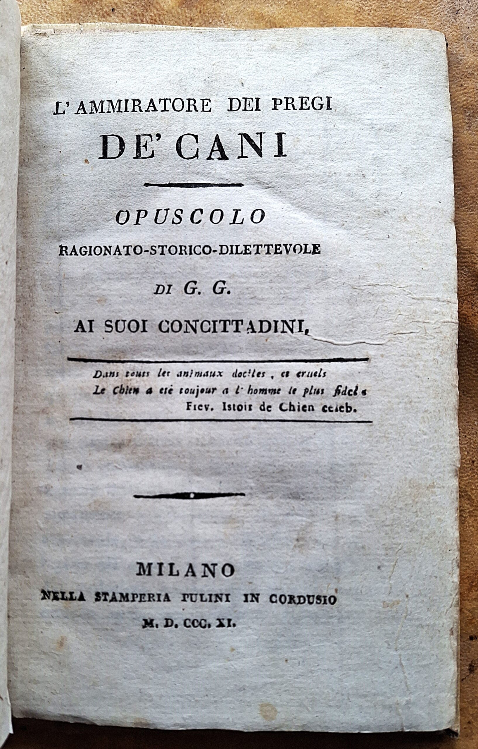 G. G. — L’ammiratore de’ pregi de’ cani — Milano, 1811 - immagine 6