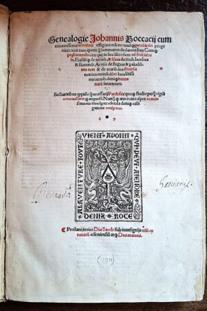 Giovanni Boccaccio — Genealogie deorum gentilium. Parigi, 1511