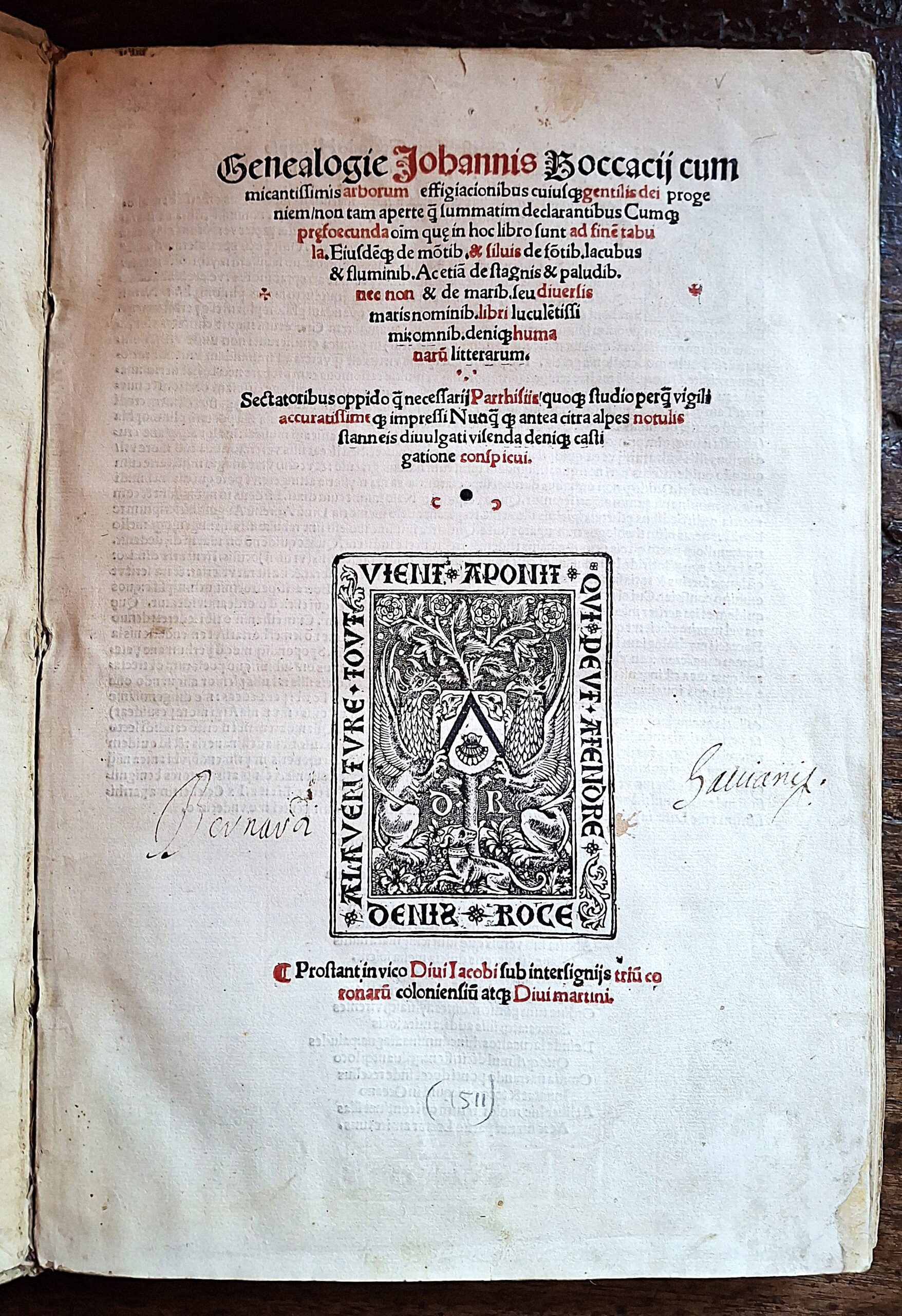 Giovanni Boccaccio — Genealogie deorum gentilium. Parigi, 1511