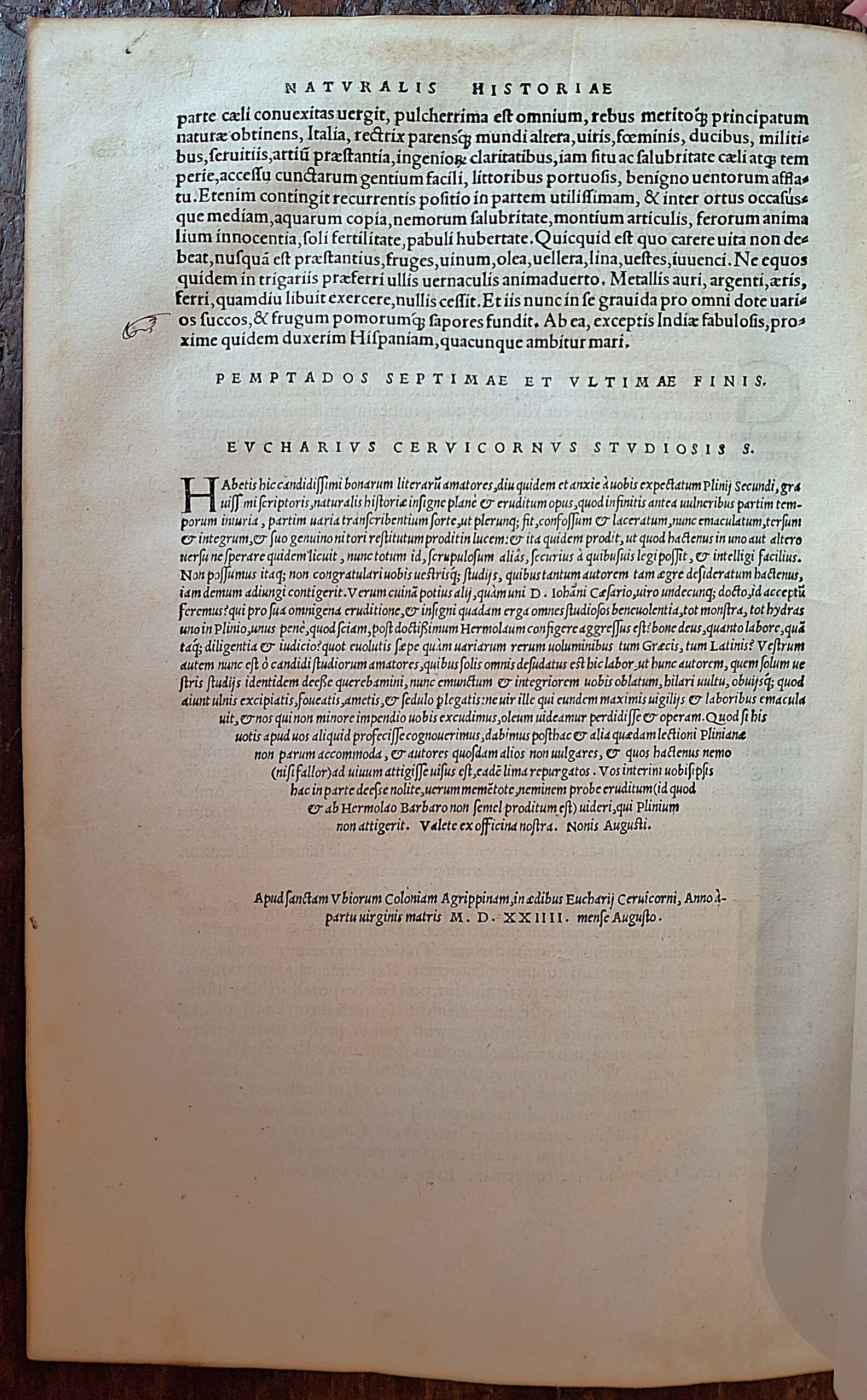 Plinius Secundus, Gaius – Naturalis historiae opus. Coloniae, Eucharius Cervicornus, 1524 - immagine 10