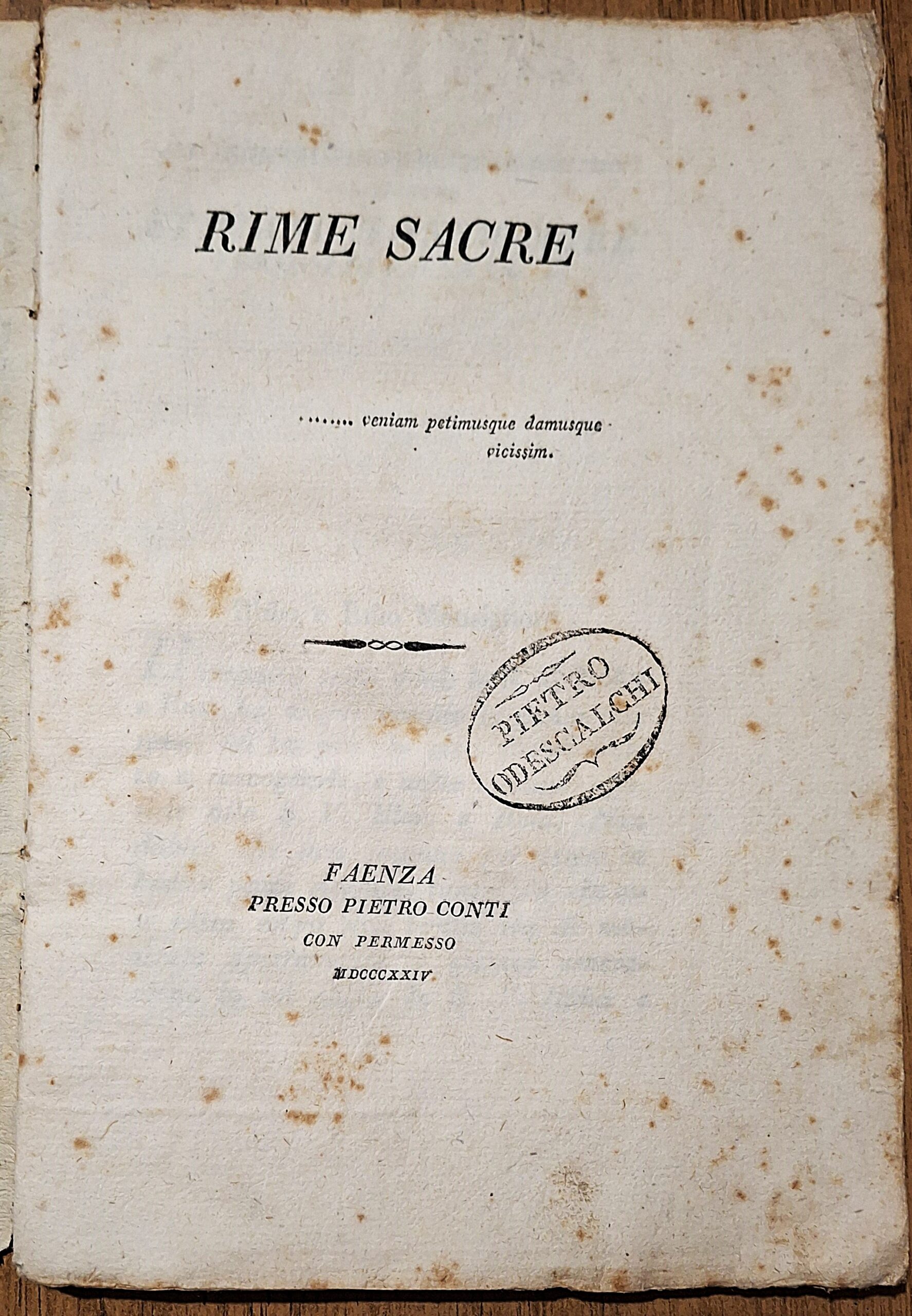 Montanari, Giuseppe Ignazio - Rime sacre - Faenza, presso Pietro Conti, 1824